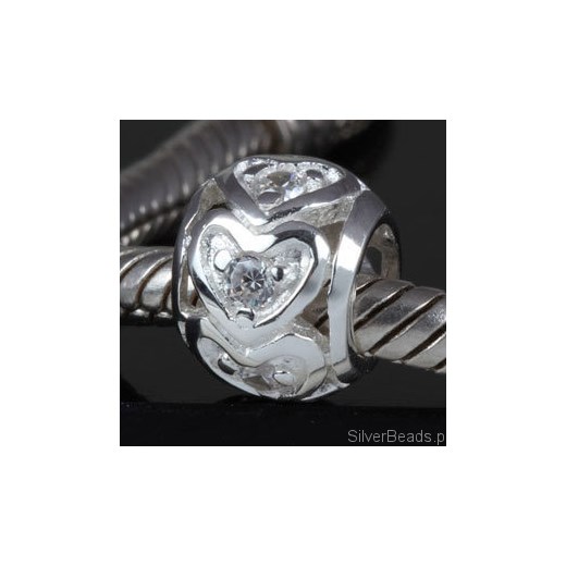 D071 Serce charms koralik beads srebro 925