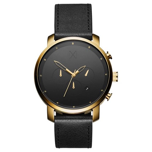CHRONO GOLD/BLACK LEATHER szary Mvmt Watches  theClassy.pl