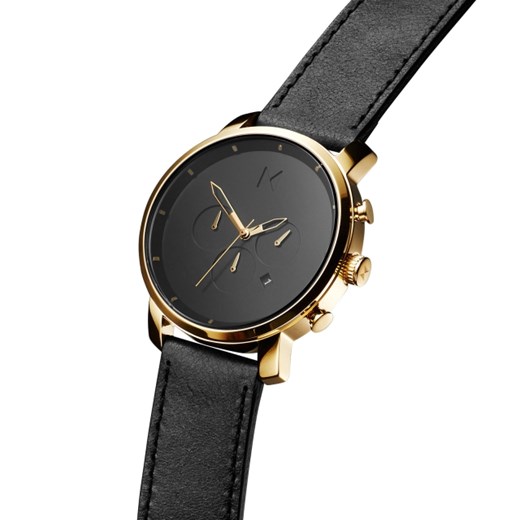 CHRONO GOLD/BLACK LEATHER szary Mvmt Watches  theClassy.pl