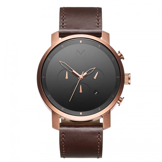 CHRONO ROSE GOLD/BROWN LEATHER Mvmt Watches szary  theClassy.pl