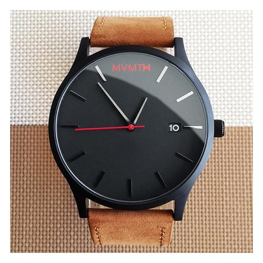 CLASSIC BLACK/TAN LEATHER Mvmt Watches czarny theClassy.pl