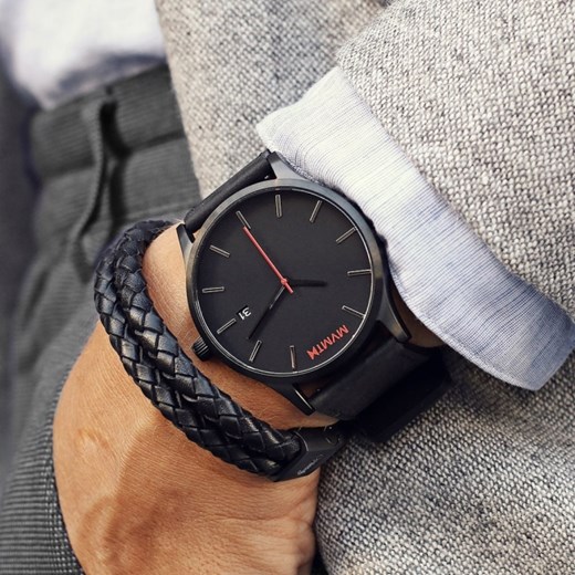 CLASSIC BLACK/BLACK LEATHER szary Mvmt Watches theClassy.pl