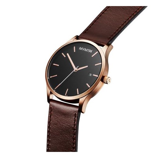 CLASSIC ROSE GOLD/BROWN LEATHER Mvmt Watches szary  theClassy.pl