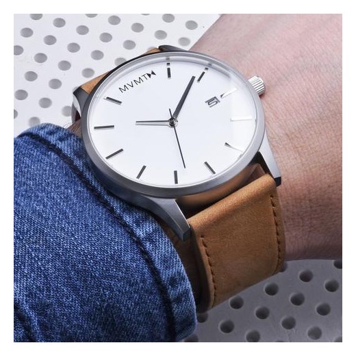 CLASSIC WHITE/TAN LEATHER Mvmt Watches niebieski  theClassy.pl