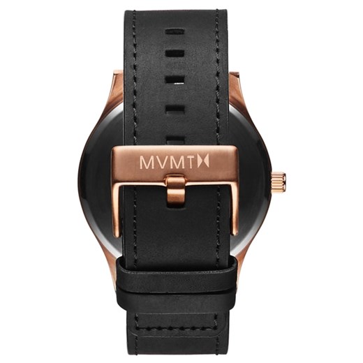 CLASSIC ROSE GOLD/BLACK LEATHER Mvmt Watches czarny  theClassy.pl