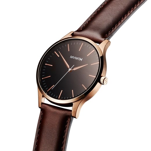 THE 40 - ROSE GOLD/BROWN LEATHER Mvmt Watches brazowy  theClassy.pl