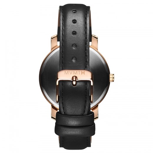 WOMEN'S ROSE GOLD/BLACK LEATHER Mvmt Watches czarny  theClassy.pl