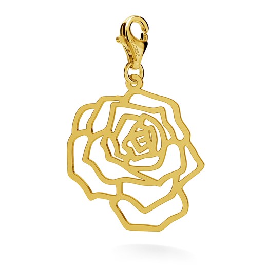 Srebrny charms ażurowa róża 925 : Kolor pokrycia srebra - Pokrycie Żółtym 18K Złotem