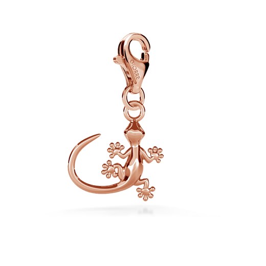 Srebrny charms zawieszka beads gekon, srebro 925 : Kolor pokrycia srebra - Pokrycie Różowym 18K Złotem , Wariant - Charms