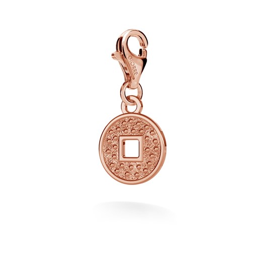Srebrny charms chińska moneta 925 : Kolor pokrycia srebra - Pokrycie Różowym 18K Złotem