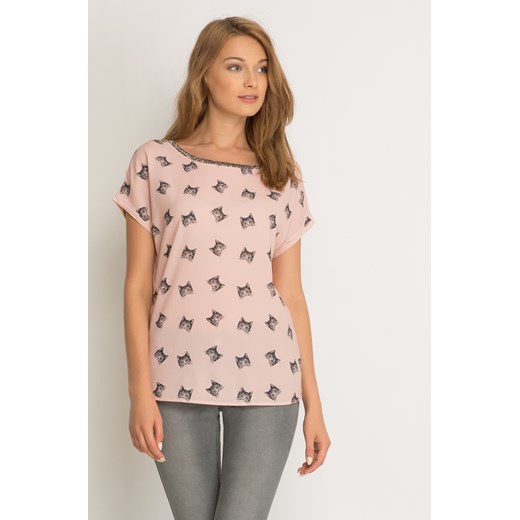 T-shirt z nadrukiem i koralikami