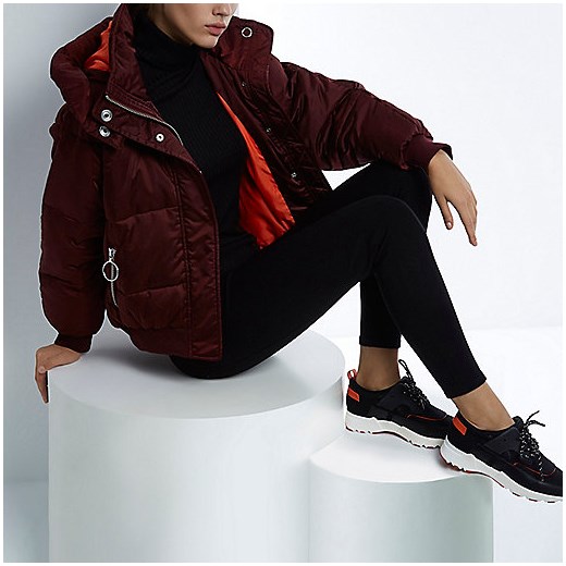 RI Studio red cropped puffer jacket with hood   River Island  