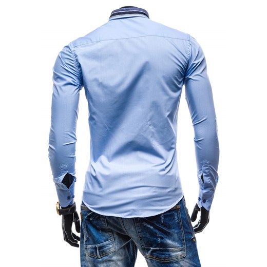 Błękitna koszula męska elegancka z długim rękawem Bolf 5718