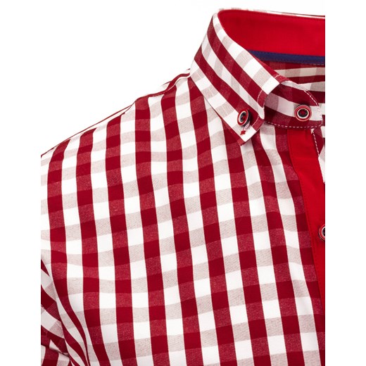 Biało-czerwona koszula męska w kratkę (dx1223)   L DSTREET
