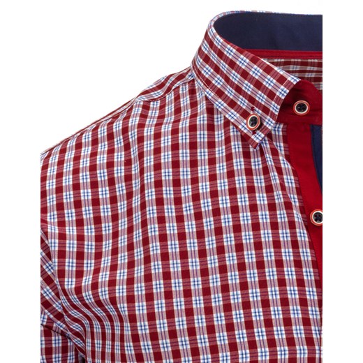 Czerwono-niebieska koszula męska w kratkę (dx1225)   XL DSTREET