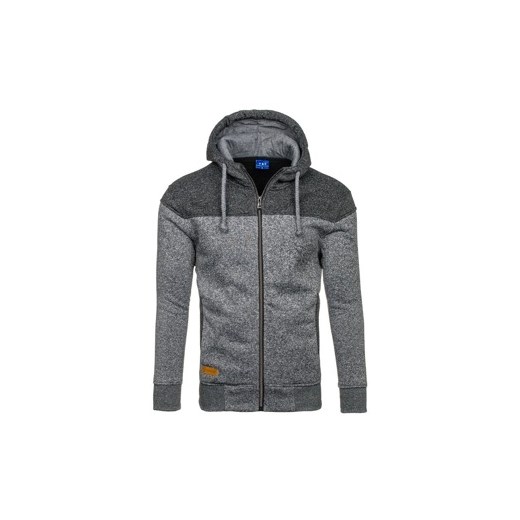 Czarno-antracytowa bluza męska z kapturem Denley 1733 T&C Star XL Denley.pl