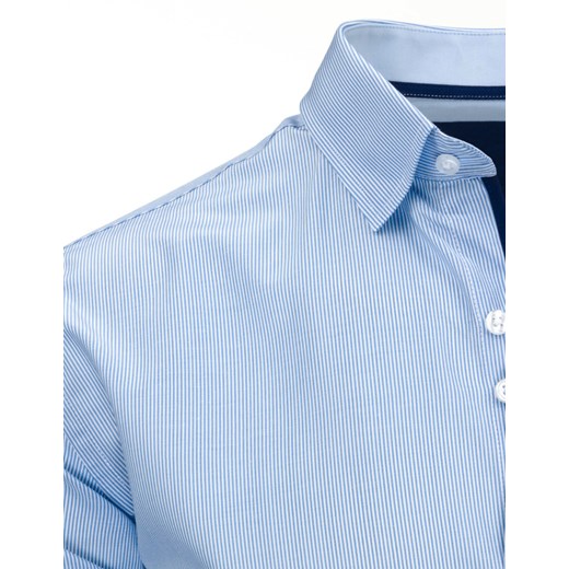 Błękitna koszula męska w paski (dx1237)   L DSTREET