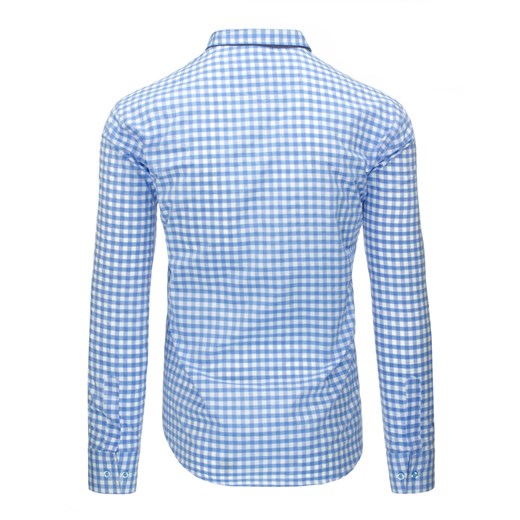 Biało-błękitna koszula męska w kratkę (dx1246)   L DSTREET