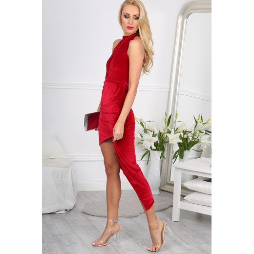 Czerwona Sukienka w Stylu Glamour 9476 fasardi szary M fasardi.com