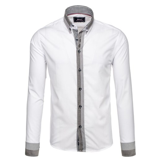 Biała koszula męska elegancka z długim rękawem Bolf 6950  Bolf M promocja Denley.pl 