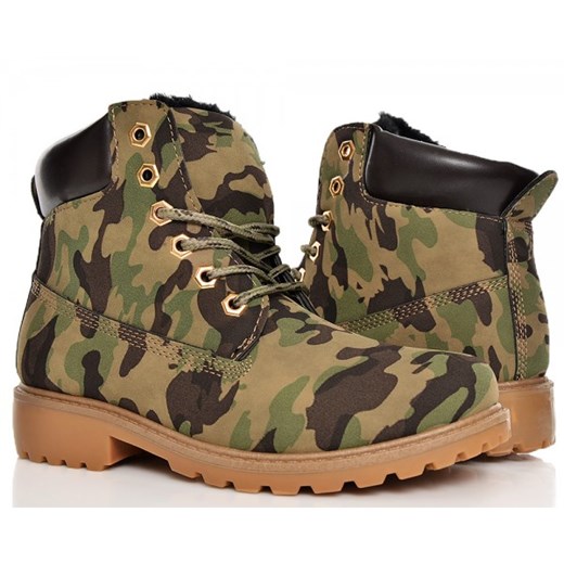 Timberki Moro - Damskie Botki Trapery - Military Wilady brazowy 40