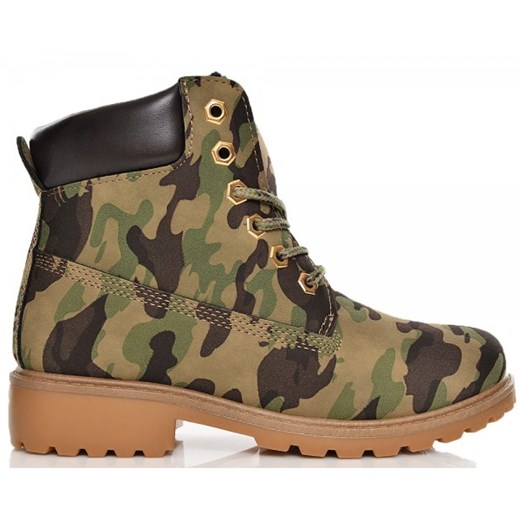 Timberki Moro - Damskie Botki Trapery - Military Wilady brazowy 37