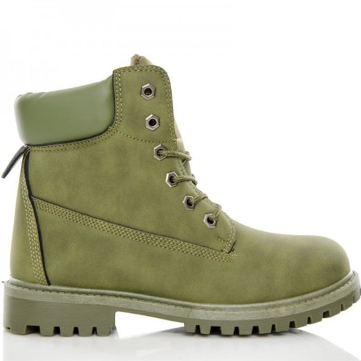 Timberki Khaki - Trapery Damskie - Military Style zielony Wilady 38 
