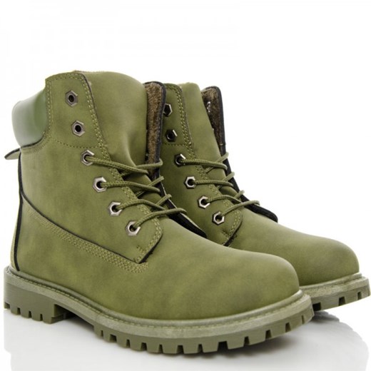 Timberki Khaki - Trapery Damskie - Military Style Wilady zielony 40 
