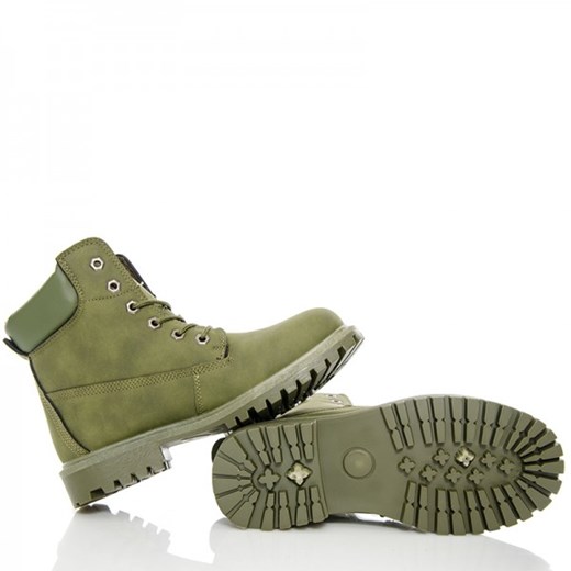 Timberki Khaki - Trapery Damskie - Military Style Wilady zielony 38 