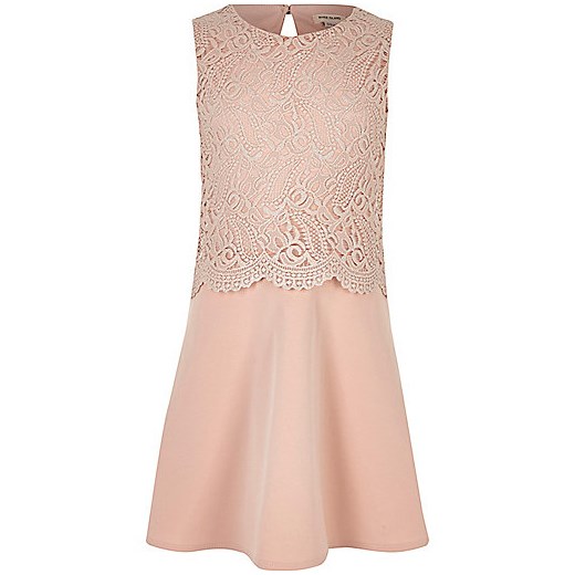 Girls cream metallic layered dress   River Island  