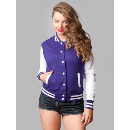 Ladies 2-Tone College Sweatjacket Purple White TB218 Urban Classics fioletowy XL okazyjna cena UrbanCity.pl