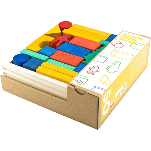 Tradycyjna zabawka ludowa - folk klocki kolorowe | 50 elementów