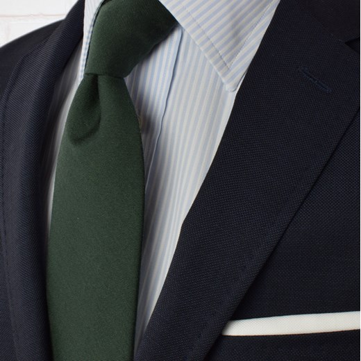 Krawat jedwabno - wełniany  - jednolity zielony Republic Of Ties   