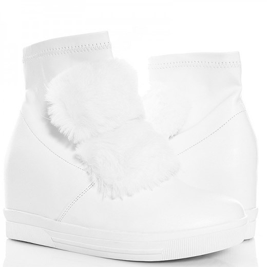 Skórzane Białe Sneakersy - Mięciutkie Futerko Wilady bialy 39 promocyjna cena  