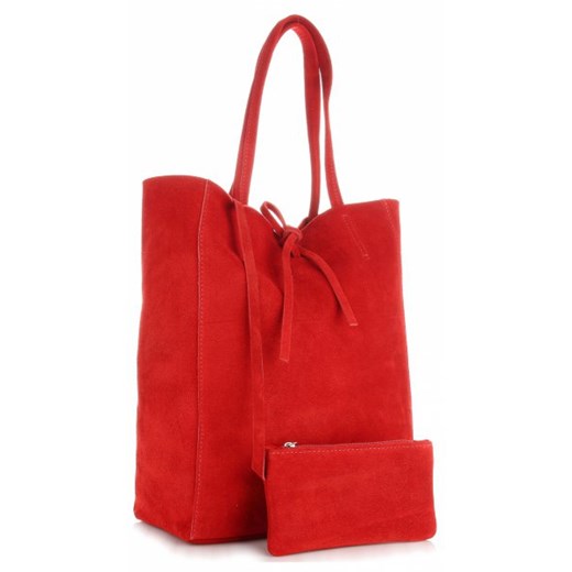 Modne Torebki Skórzane typu ShopperBag z Etui Zamsz Naturalny Wysokiej Jakości Czerwona (kolory)