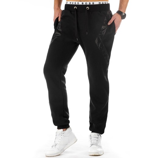 Spodnie męskie dresowe baggy czarne (ux0755)   L DSTREET