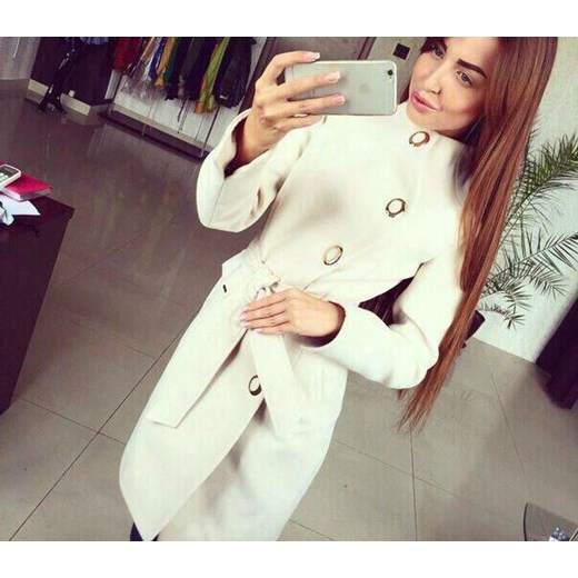 Płaszcz biały Elegant mod 485 Multibrand  XL FashionGO