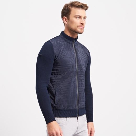 Reserved - Sweter z łączonych materiałów - Granatowy