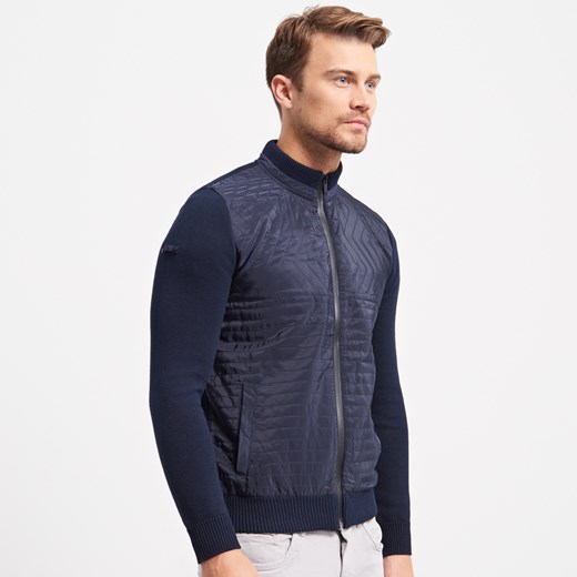 Reserved - Sweter z łączonych materiałów - Granatowy