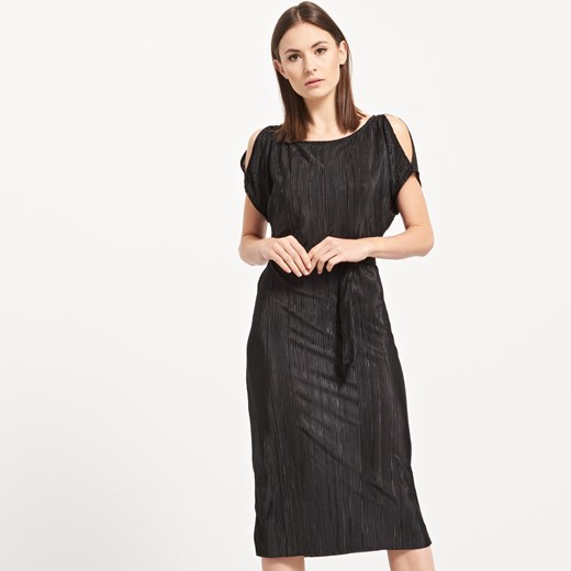 Reserved - Sukienka z plisowanej tkaniny - Czarny