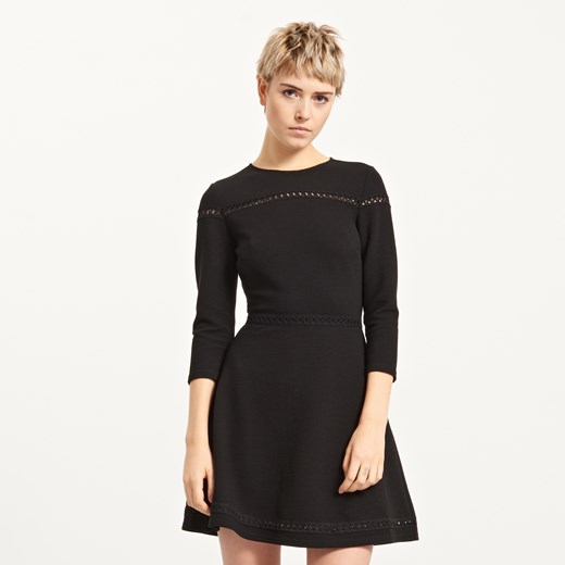 Reserved - Sukienka z ażurowymi wstawkami - Czarny