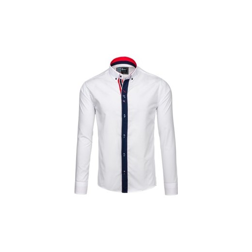 Biała koszula męska elegancka z długim rękawem Bolf 5827-1  Denley.pl XL wyprzedaż  