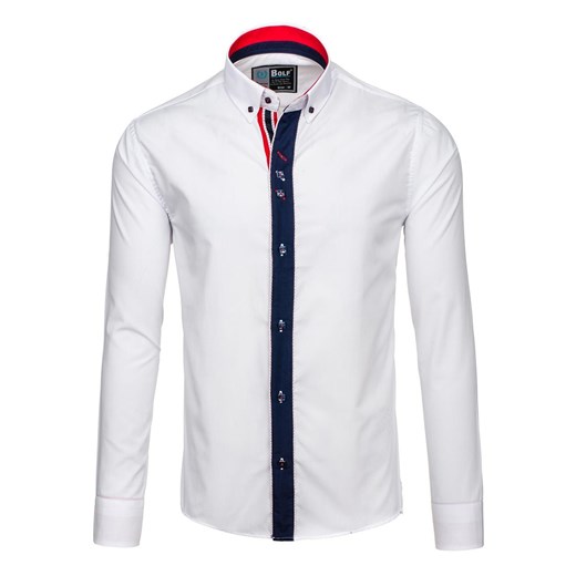 Biała koszula męska elegancka z długim rękawem Bolf 5827-1  Denley.pl XL promocja  