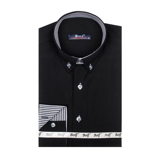 Czarna koszula męska elegancka z długim rękawem Bolf 6943 Denley.pl  M wyprzedaż  