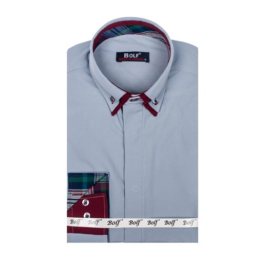 Szara koszula męska elegancka z długim rękawem Bolf 5895 Denley.pl  XL  okazja 