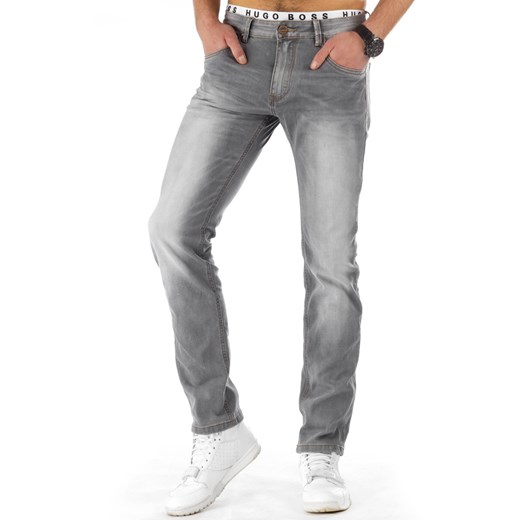 Spodnie jeansowe męskie szare (ux0791) bialy Jeans s36 DSTREET