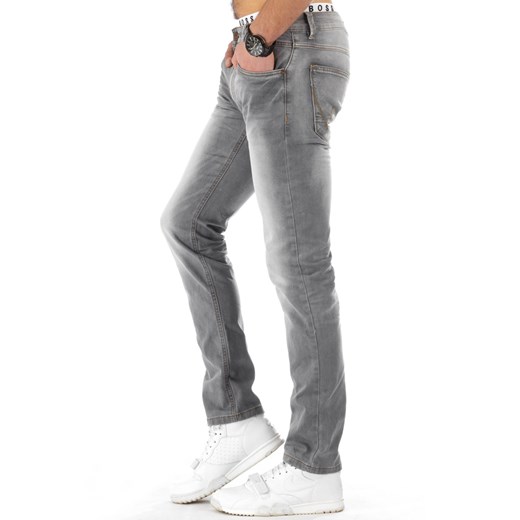 Spodnie jeansowe męskie szare (ux0791) bialy Jeans s31 DSTREET