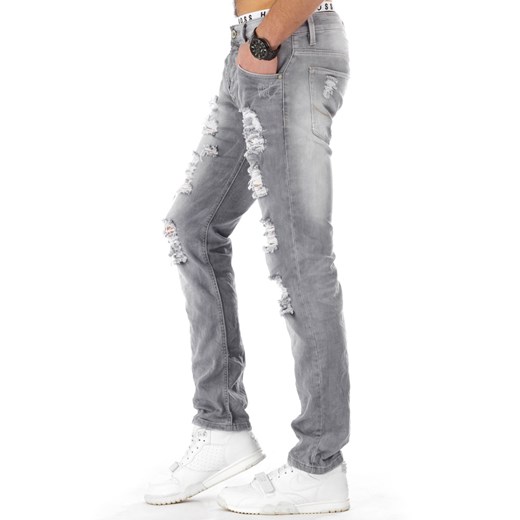 Spodnie jeansowe męskie szare (ux0792) Jeans bialy S30 DSTREET