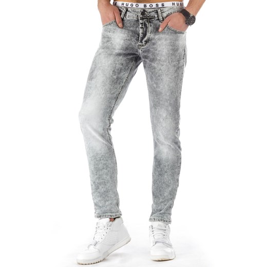 Spodnie jeansowe męskie szare (ux0793) Jeans bialy s34 DSTREET