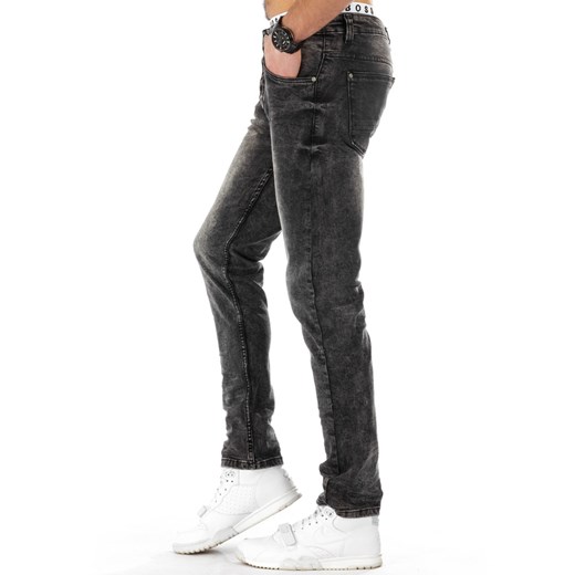 Spodnie jeansowe męskie czarne (ux0790) Jeans szary s29 DSTREET